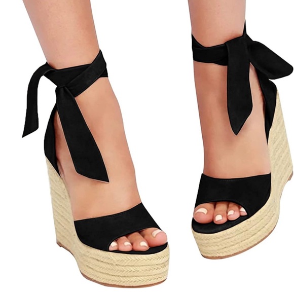 Seraih Womens Lace up Espadrilles Platform Wedges Sandals  Dress Shoes Size 9 - Picture 7 of 8